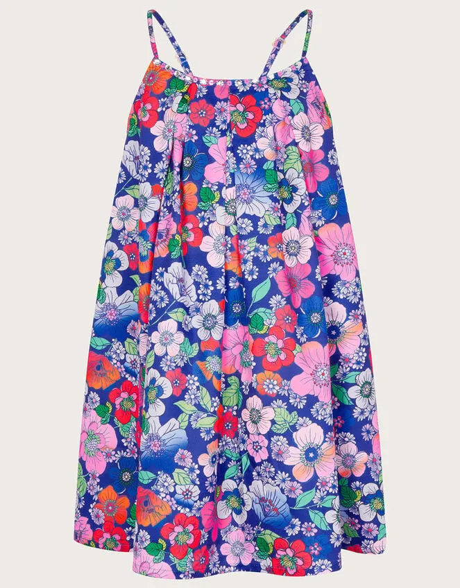 Children Retro Floral Dress Blue Monsoon Dresses
