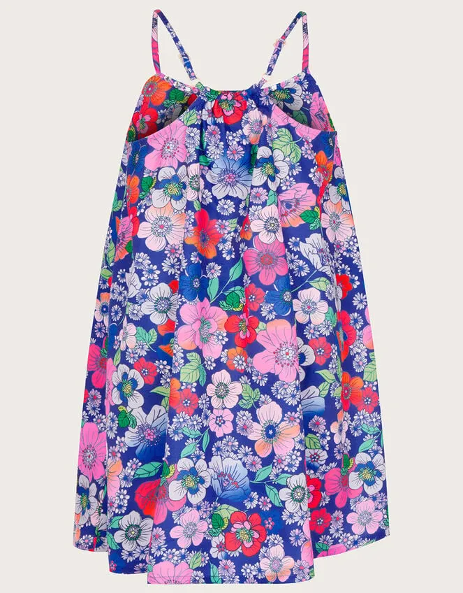 Children Retro Floral Dress Blue Monsoon Dresses