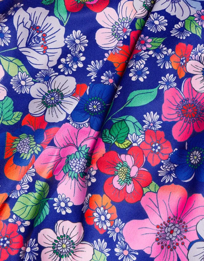 Children Retro Floral Dress Blue Monsoon Dresses