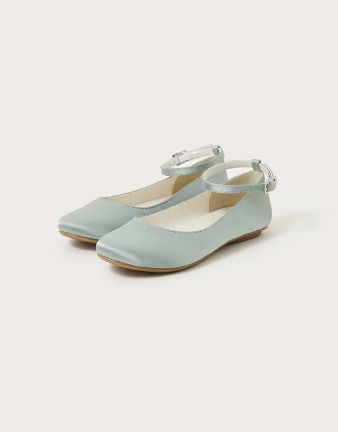 Children Satin Ballet Flats Green Monsoon Partywear