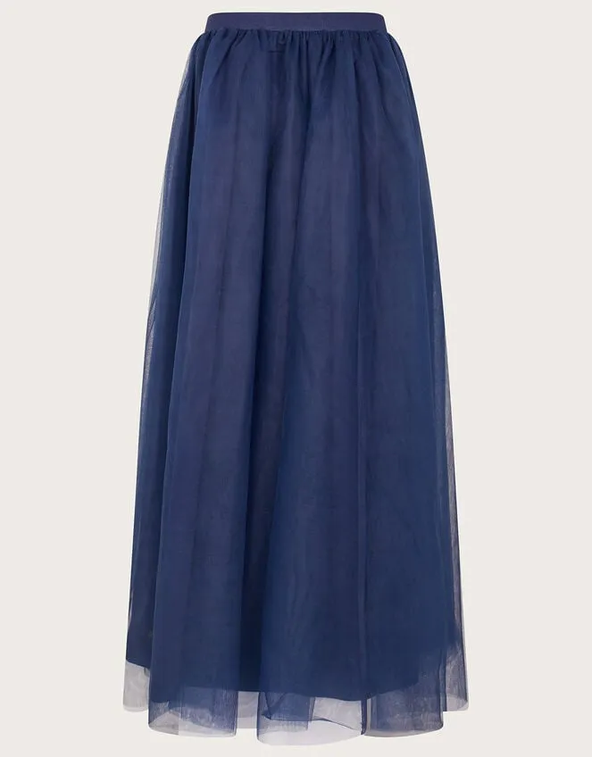 Children Sequin Top And Tulle Maxi Skirt Prom Set Blue Monsoon Partywear