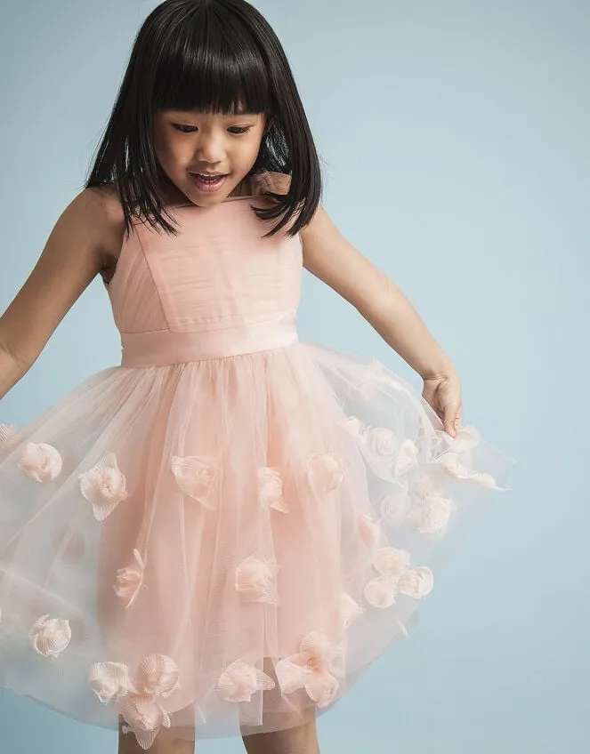 Children Serenata Rose 3d Dress Pink Monsoon Dresses