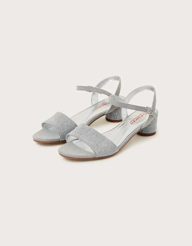 Children Stud Detail Heeled Sandals Silver Monsoon Prom Dresses and Shoes