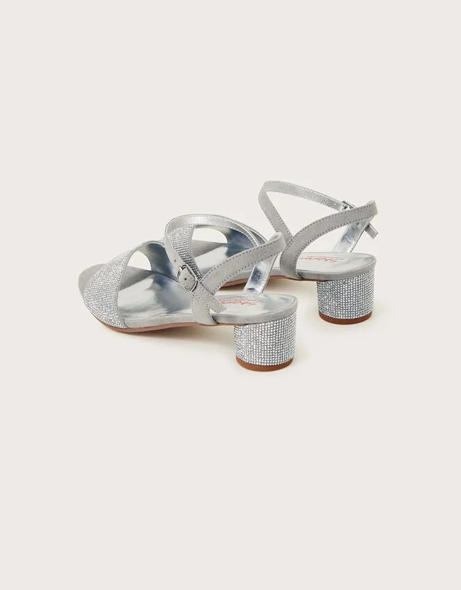 Children Stud Detail Heeled Sandals Silver Monsoon Prom Dresses and Shoes
