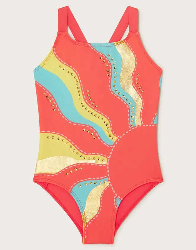 Children Sunshine Sequin Swimsuit Orange Monsoon Beachwear and Swimwear