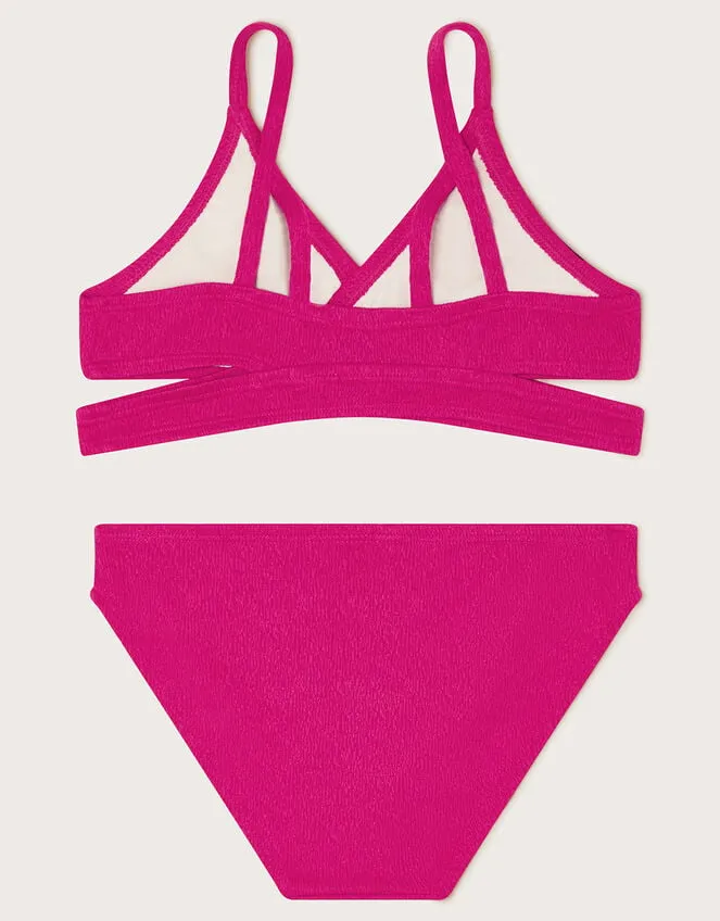 Children Texture Wrap Bikini Set Pink Monsoon Beachwear and Swimwear