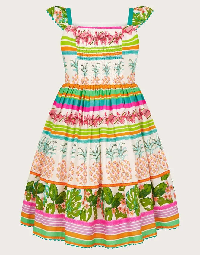 Children Tropical Pineapple Dress White Monsoon Dresses