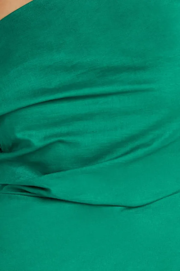 Cincinnati Midi Dress 8211 Off The Shoulder Side Split Column Linen Look Dress In Green Women Showpo Curve Clothes