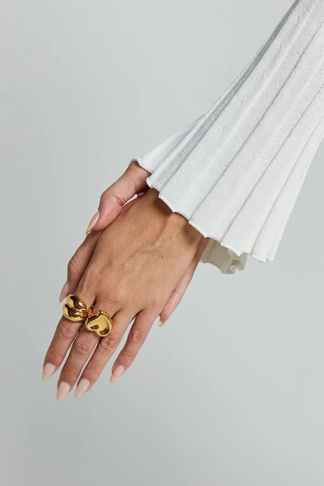 Claire 2 Ring Pack 8211 Heart Shape Chunky Rings In Gold Women Showpo Rings