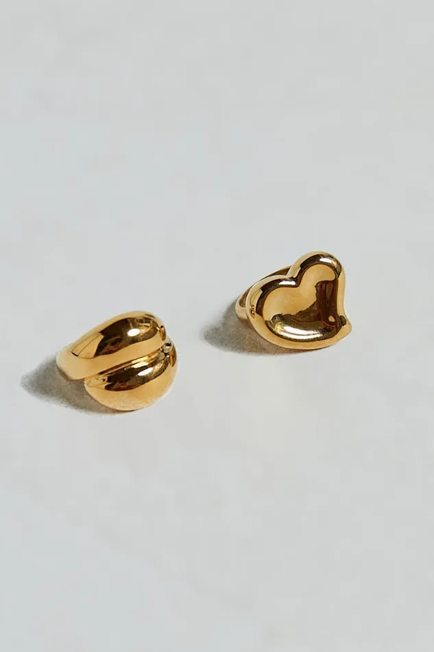 Claire 2 Ring Pack 8211 Heart Shape Chunky Rings In Gold Women Showpo Rings