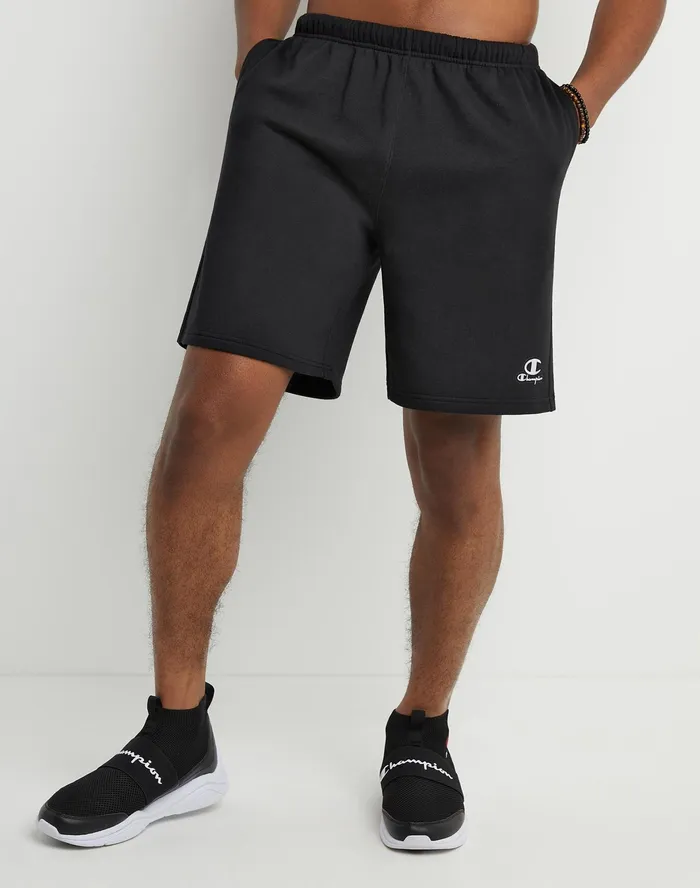 Classic Fleece Shorts C Over Script Logo 8034 Black Men Champion Shorts