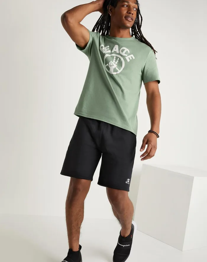 Classic Fleece Shorts C Over Script Logo 8034 Black Men Champion Shorts