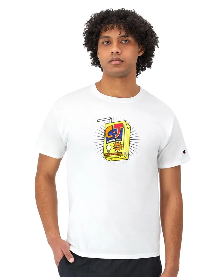 Classic Graphic TShirt Creative Juice White Men Champion TShirts and Tops