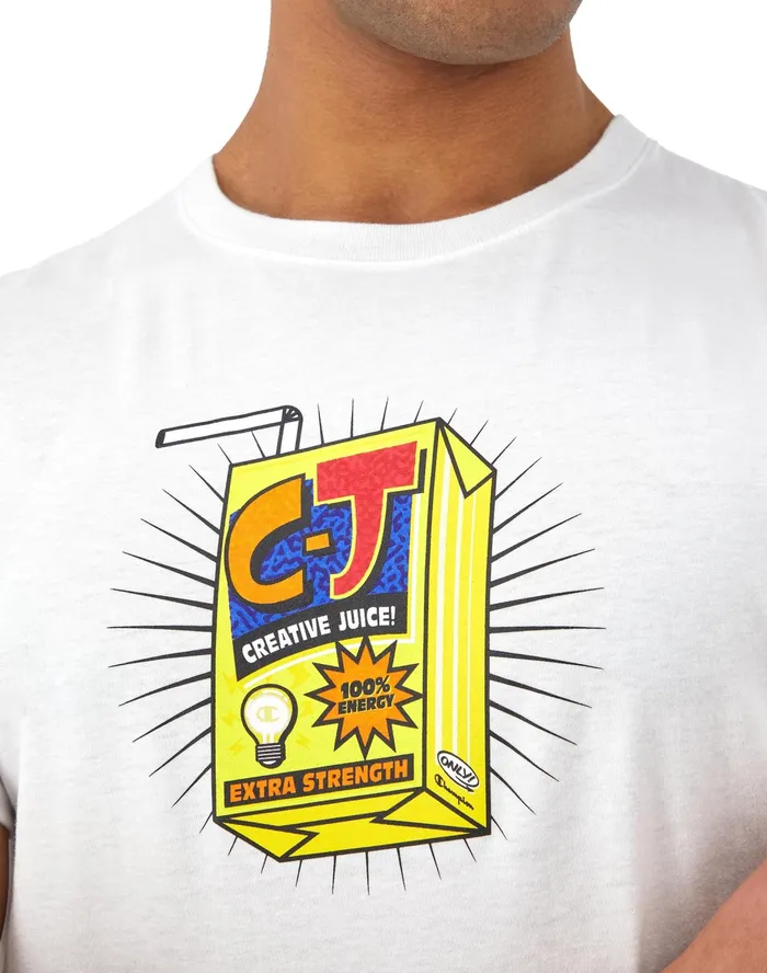 Classic Graphic TShirt Creative Juice White Men Champion TShirts and Tops