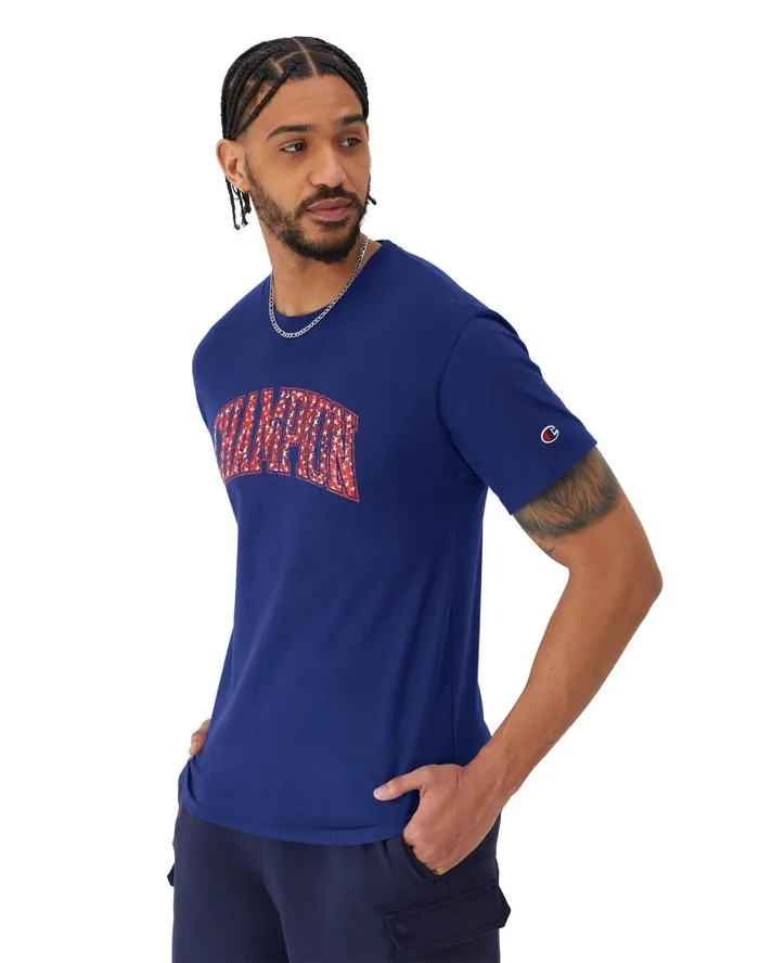 Classic Graphic TShirt Distressed Champion Stars Jewel Sapphire Men Champion TShirts and Tops