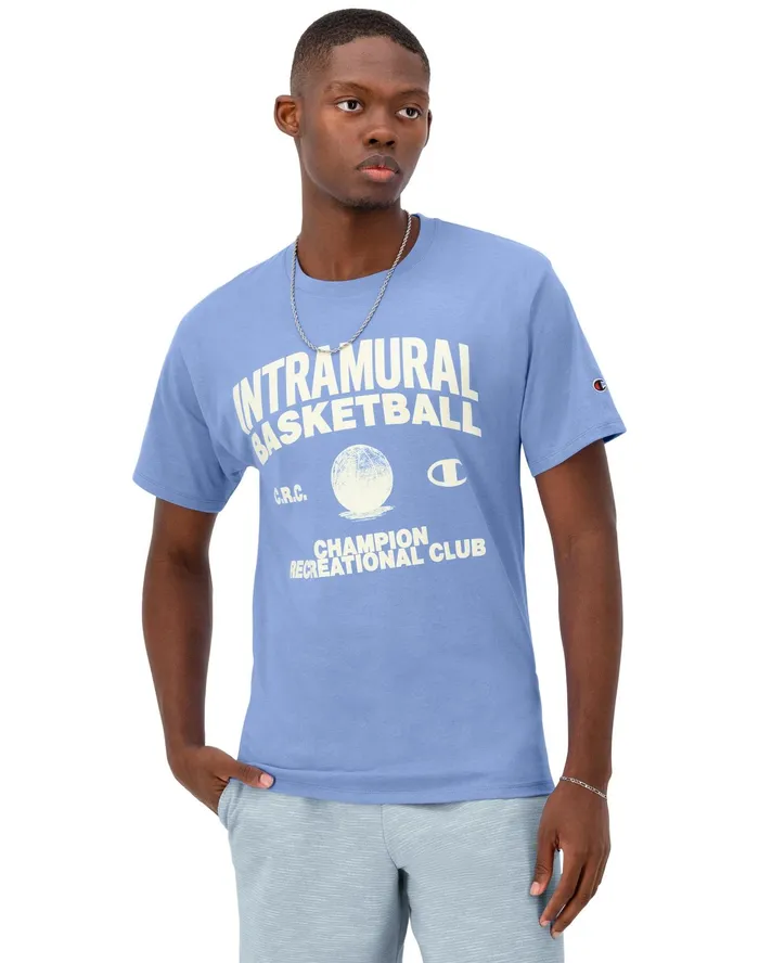 Classic Graphic TShirt Intramural Basketball Plaster Blue Men Champion TShirts and Tops