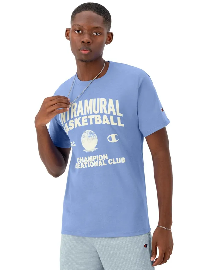 Classic Graphic TShirt Intramural Basketball Plaster Blue Men Champion TShirts and Tops