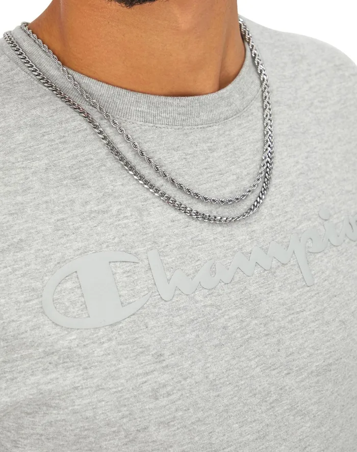Classic Graphic TShirt Script Logo Oxford Grey Men Champion TShirts and Tops