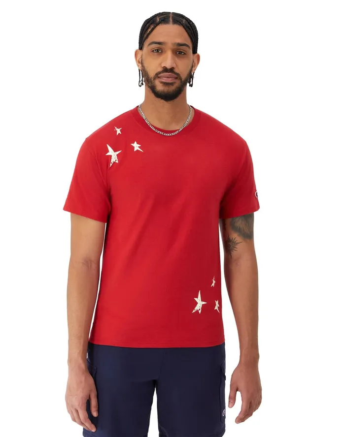 Classic Graphic TShirt Stars Eclipse Red Men Champion TShirts and Tops