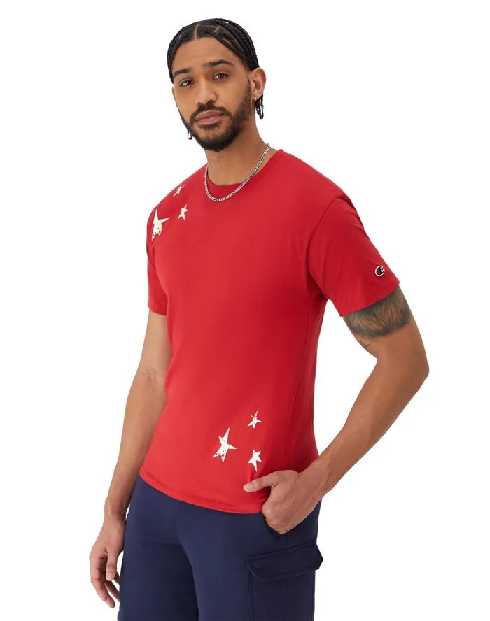Classic Graphic TShirt Stars Eclipse Red Men Champion TShirts and Tops