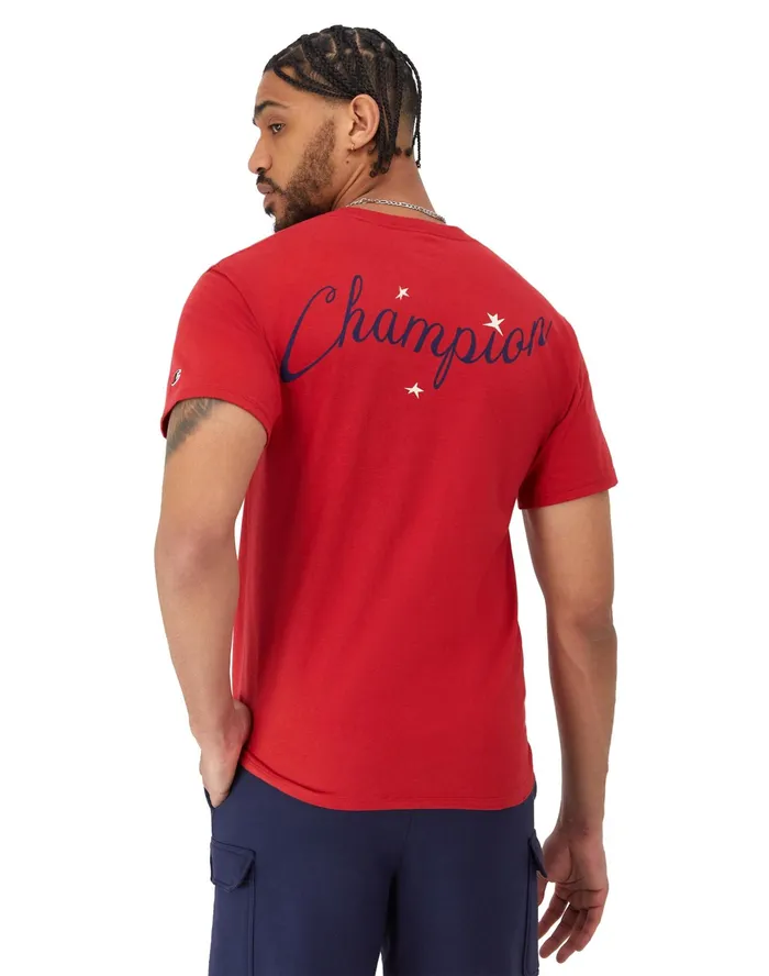 Classic Graphic TShirt Stars Eclipse Red Men Champion TShirts and Tops