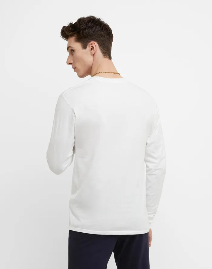 Classic Long Sleeve TShirt Embroidered C Logo White Men Champion TShirts and Tops