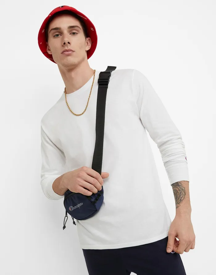 Classic Long Sleeve TShirt Embroidered C Logo White Men Champion TShirts and Tops
