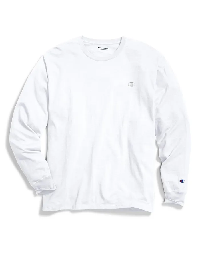 Classic Long Sleeve TShirt Embroidered C Logo White Men Champion TShirts and Tops