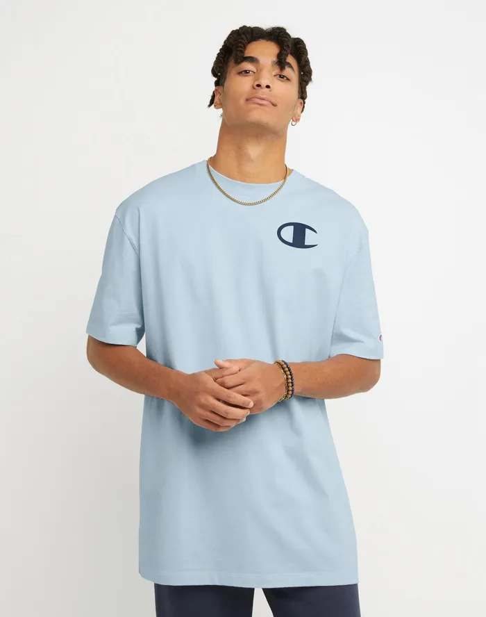 Classic TShirt Beach Graphic Big and Tall Refine Sky Blue Men Champion TShirts and Tops