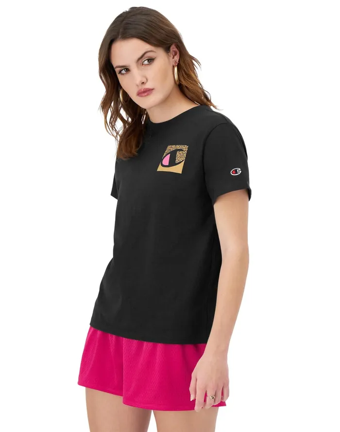 Classic TShirt Leopard C Black Women Champion TShirts and Tops