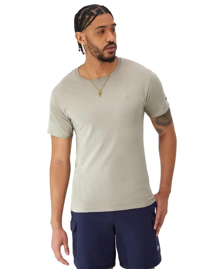 Classic Tee Embroidered C Logo Arctic Cold Beige Men Champion TShirts and Tops