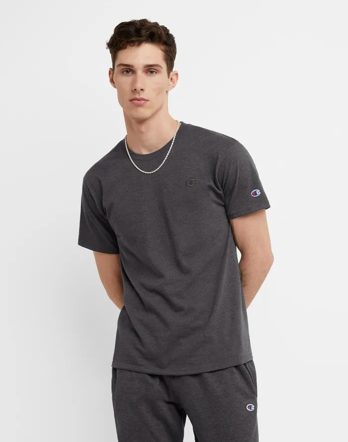 Classic Tee Embroidered C Logo Granite Heather Men Champion TShirts and Tops