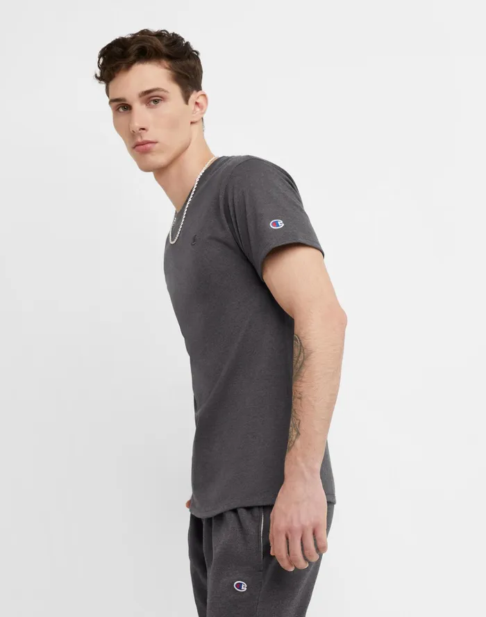 Classic Tee Embroidered C Logo Granite Heather Men Champion TShirts and Tops