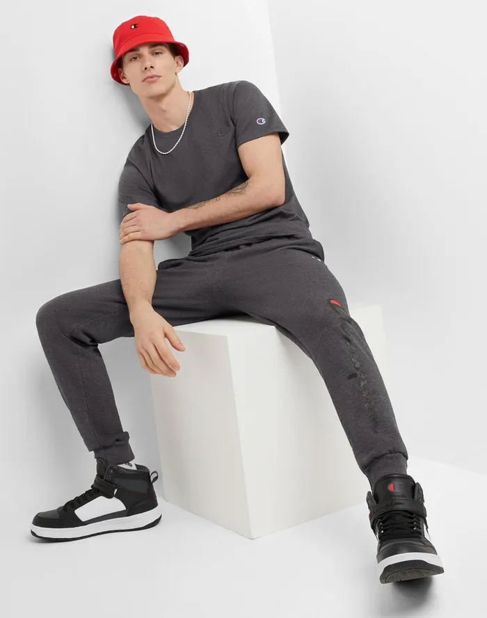 Classic Tee Embroidered C Logo Granite Heather Men Champion TShirts and Tops