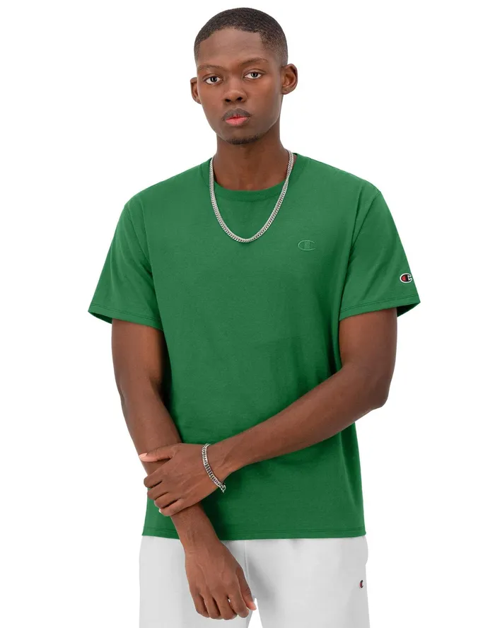 Classic Tee Embroidered C Logo Road Sign Green Men Champion TShirts and Tops