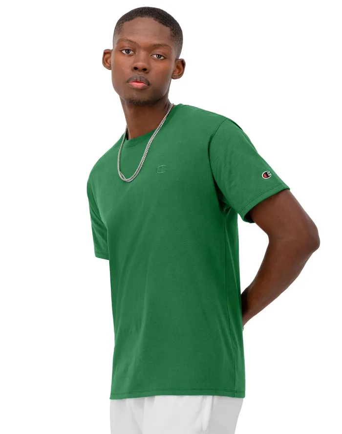 Classic Tee Embroidered C Logo Road Sign Green Men Champion TShirts and Tops