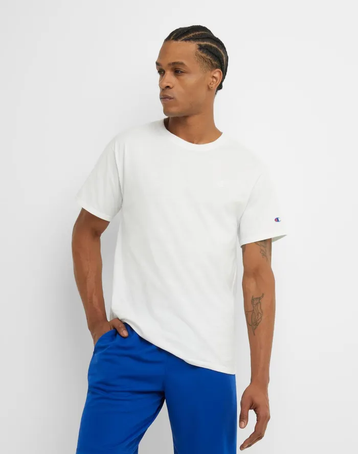 Classic Tee Embroidered C Logo White Men Champion TShirts and Tops