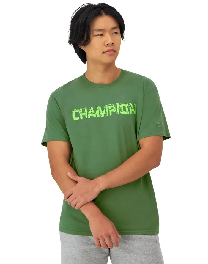 Classic Vintage Wash Graphic TShirt Log Text Logo Comfort Wash Nurture Green Men Champion TShirts and Tops Classic Vintage Wash Graphic TShirt Log Text Logo Comfort Wash Nurture Green Men Champion TShirts and Tops