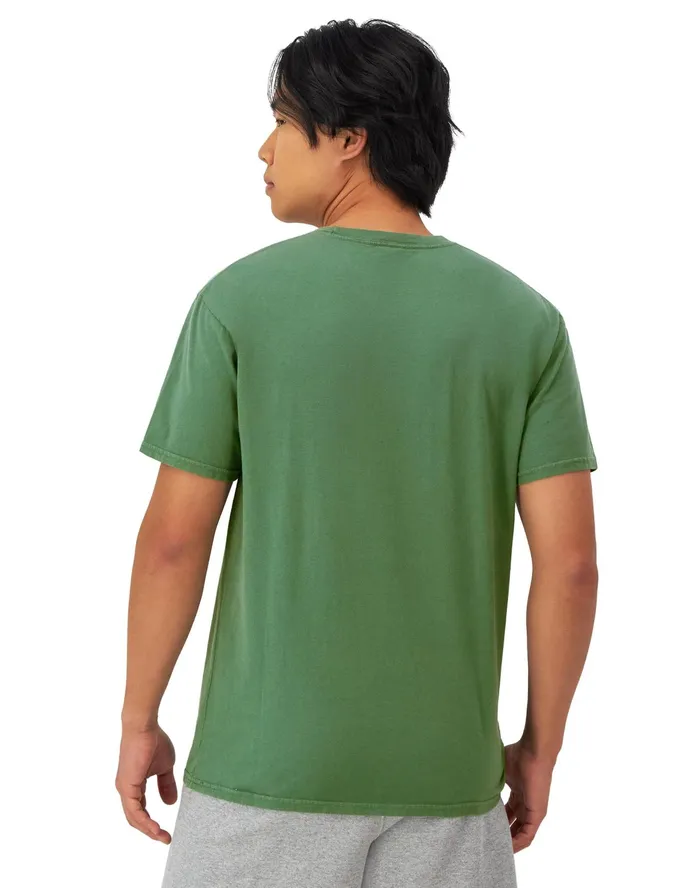 Classic Vintage Wash Graphic TShirt Log Text Logo Comfort Wash Nurture Green Men Champion TShirts and Tops