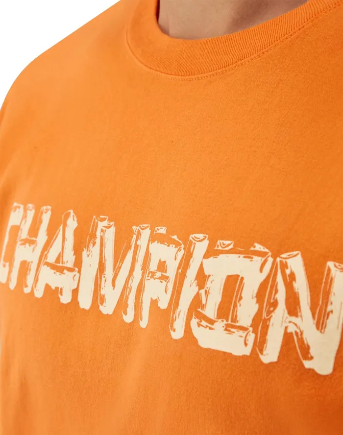 Classic Vintage Wash Graphic TShirt Log Text Logo Comfort Wash Simply Sweet Orange Men Champion TShirts and Tops