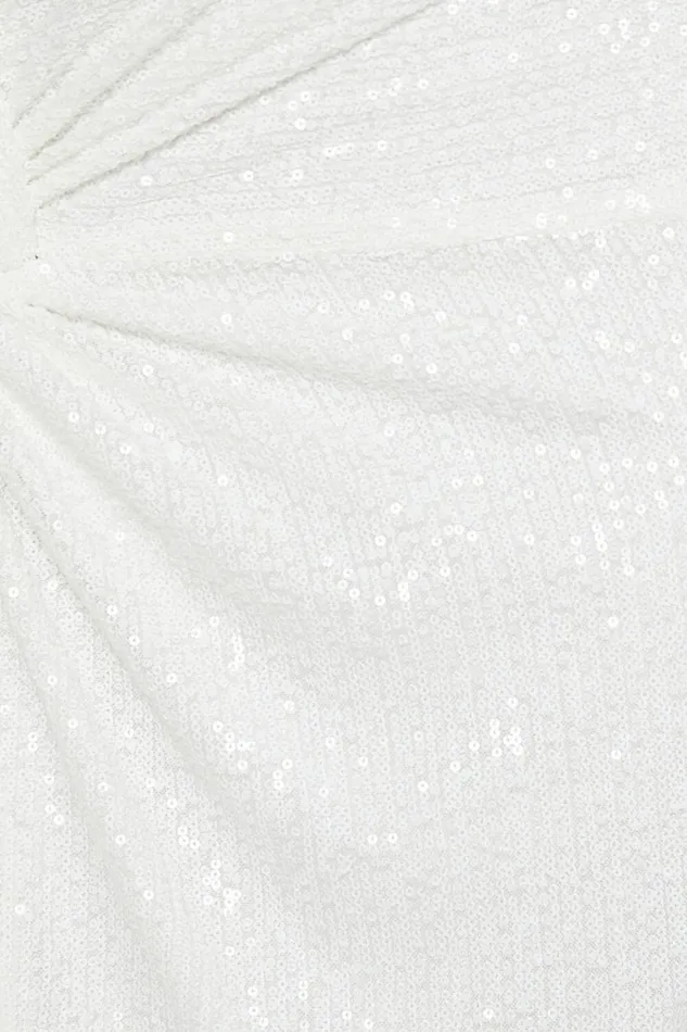 Claudilyn Midi Skirt 8211 Sequin Twist Front Skirt In White Women Showpo Curve Clothes