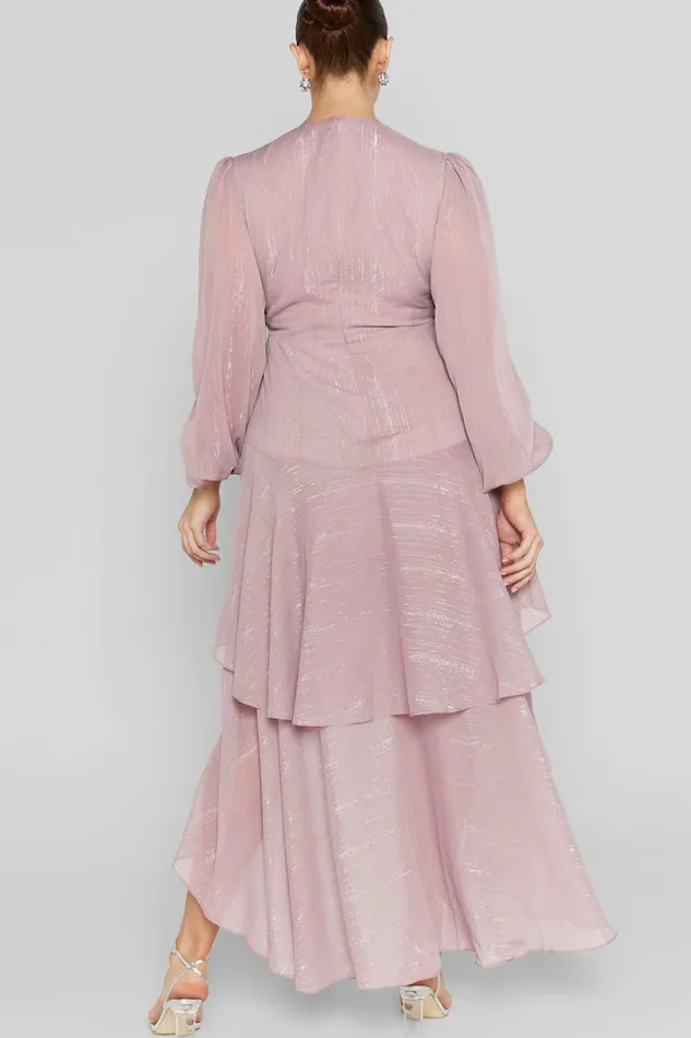 Claudita Midi Dress 8211 Long Sleeve High Low Hem Dress In Dusty Rose Women Showpo Curve Clothes