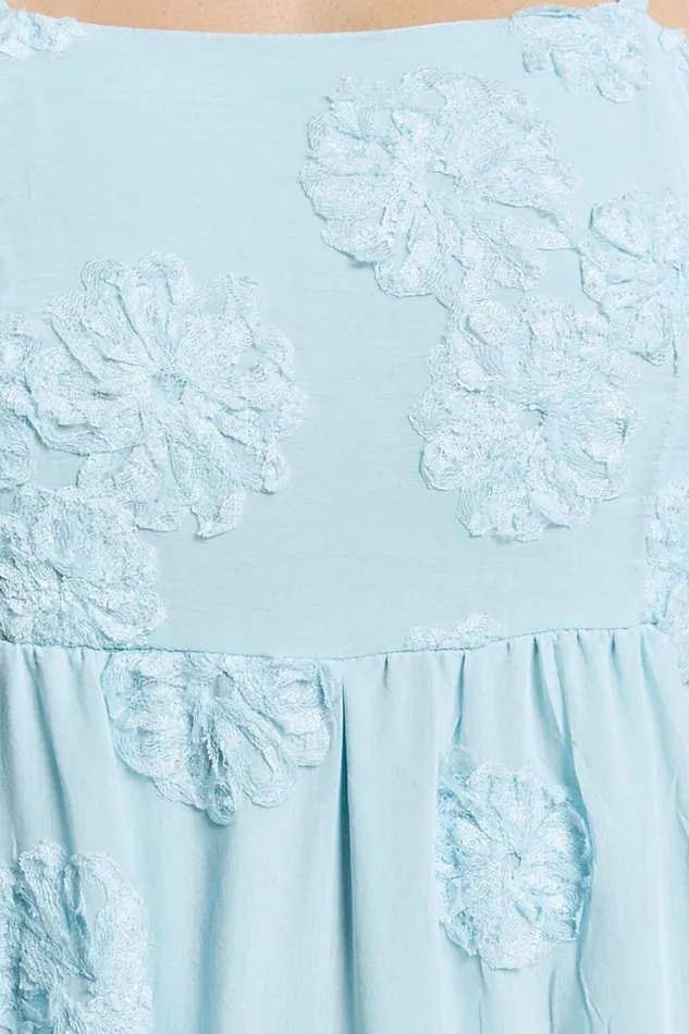 Claya Maxi Dress 8211 Sleeveless Straight Neckline Floral Detail Dress In Pale Blue Women Showpo Dresses