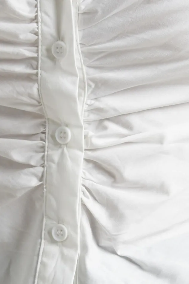 Cleone Shirt 8211 Ruched Front Button Up Shirt In White Women Showpo Curve Clothes