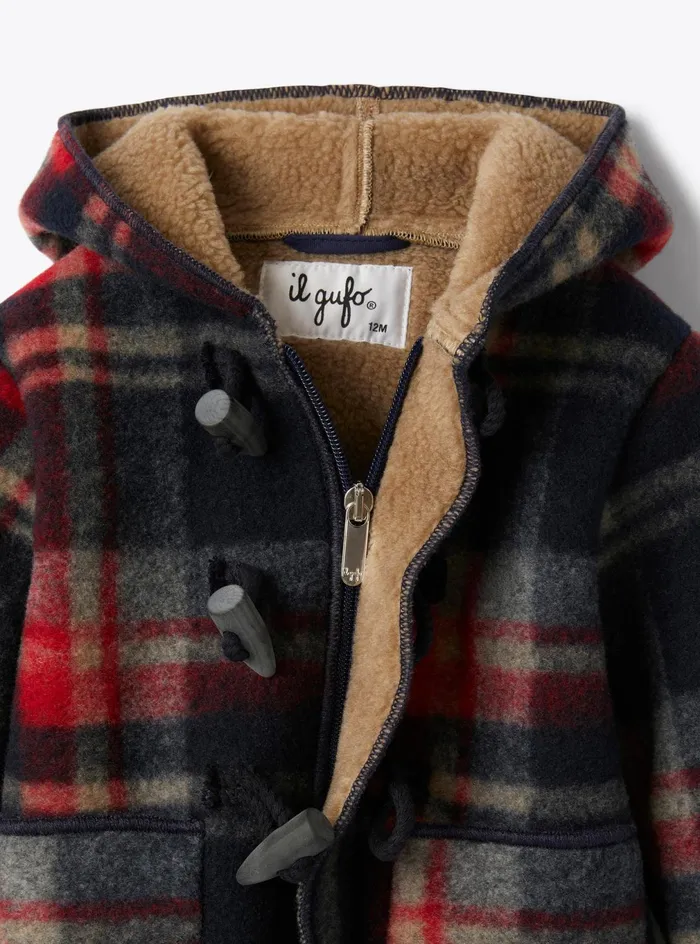 Coats And Jackets Baby 036 Il Gufo Dufflecoat In Checkered Technowool