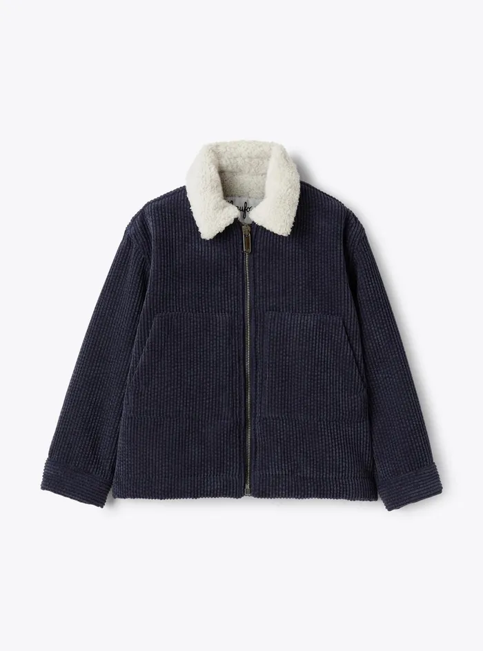 Coats And Jackets Boy 216 Il Gufo Velvet And Curly Fleece Jacket