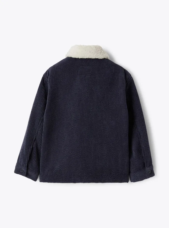 Coats And Jackets Boy 216 Il Gufo Velvet And Curly Fleece Jacket