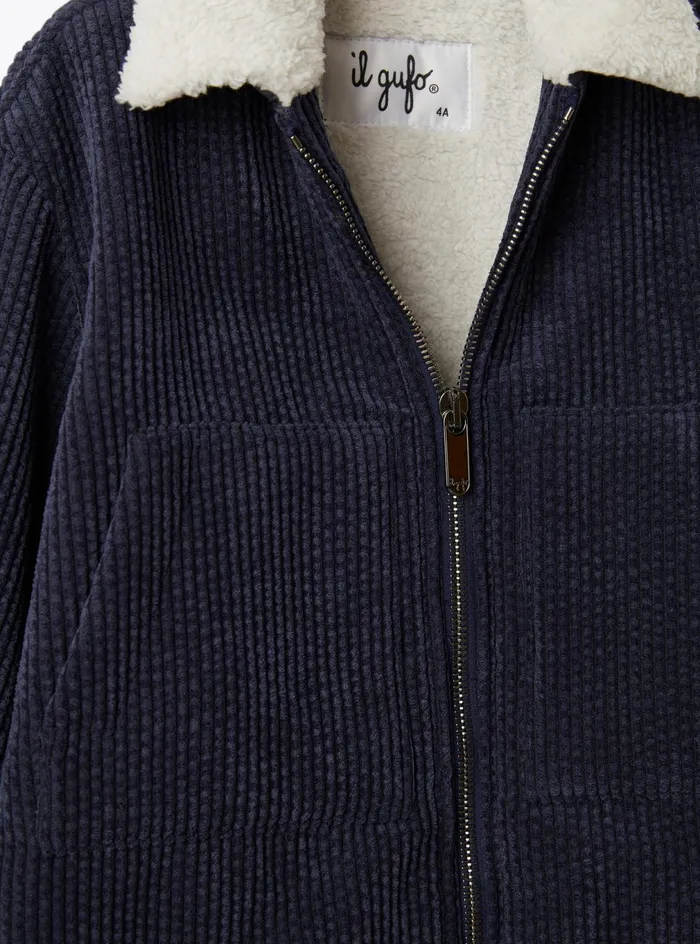 Coats And Jackets Boy 216 Il Gufo Velvet And Curly Fleece Jacket