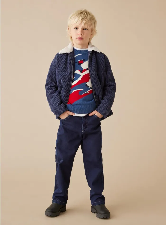 Coats And Jackets Boy 216 Il Gufo Velvet And Curly Fleece Jacket