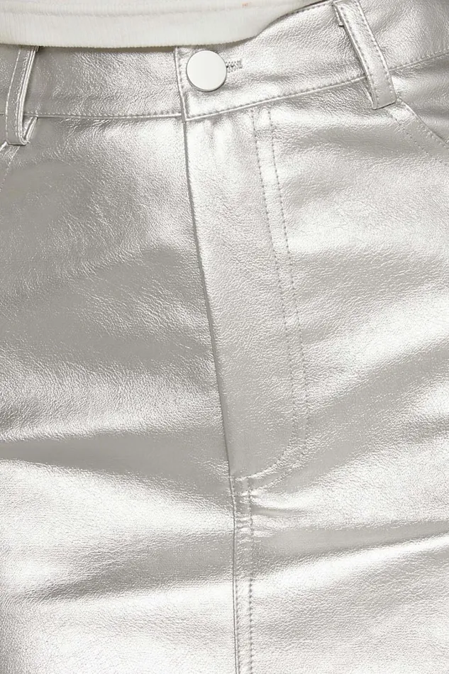 Cooper Mini Skirt 8211 Metallic High Waisted In Silver Women Showpo Skirts